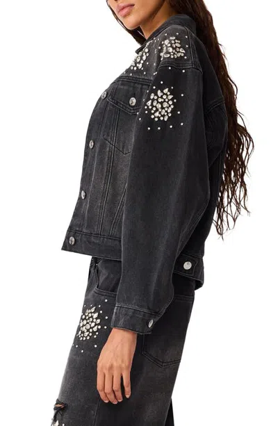 Steve Madden Clarke Embellished Denim Jacket In Black