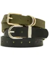 Steve Madden Classic Round Buckle & Roller-buckle Belts, Set Of 2 In Multi