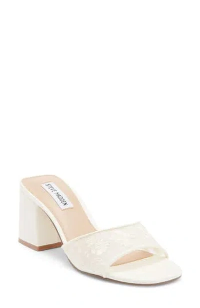 Steve Madden Claudiah Floral Embroidered Slide Sandal In White