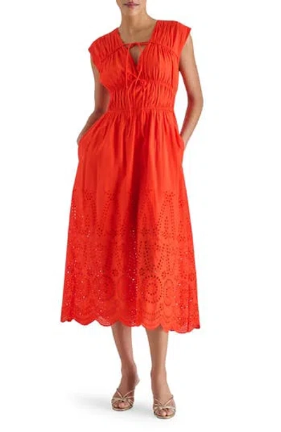 STEVE MADDEN STEVE MADDEN CLEMENTINA EYELET COTTON MIDI DRESS