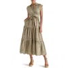Steve Madden Clover Embroidered Eyelet Sleeveless Tiered Shirtdress