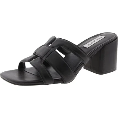 Steve Madden Clover Womens Padded Insole Leather Block Heel In Black