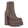 Steve Madden Cobra Boots Brown Glitter Leather Platform Bootie Jobb209 In Brown