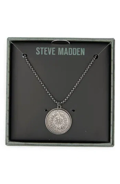 Steve Madden Coin Pendant Necklace In Silver