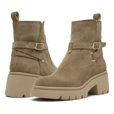 Steve Madden Colletta Women's Taupe Suede Round Toe Ankle Boots Lion682 In Brown