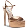 Steve Madden Cologne Womens Suede Peep-toe Platform Sandals In Gold