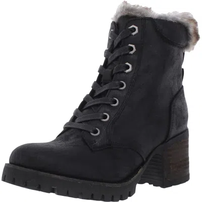 Steve Madden Comfort Womens Faux Leather Block Heel Winter Boots In Black