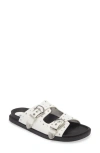 Steve Madden Connely Buckle Slide Sandal In White