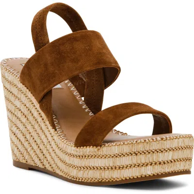 Steve Madden Contessa Espadrille Platform Wedge Sandal In Chestnut Suede