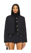 Steve Madden Coppelia Tweed Trim Puffer Jacket In 玛瑙黑