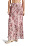 Steve Madden Coppola Floral Pleated Maxi Skirt In Blush