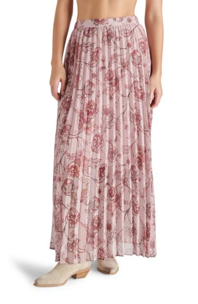 Steve Madden Coppola Floral Pleated Maxi Skirt In Blush