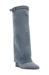 Steve Madden Corenne Foldover Shaft Pointed Toe Knee High Boot In Denim