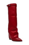 Steve Madden Corenne Foldover Shaft Pointed Toe Knee High Boot In Red Leather