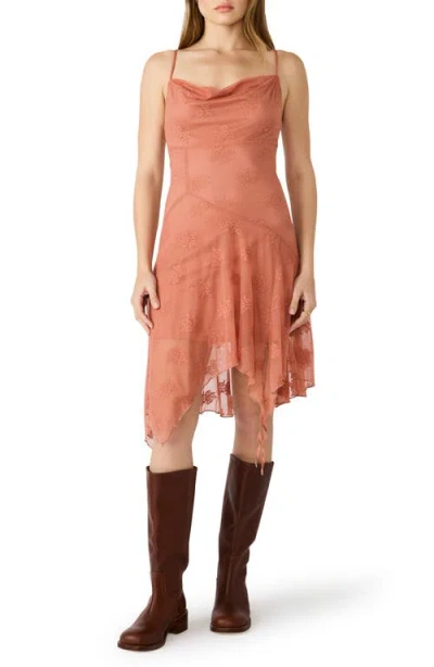 Steve Madden Corina Embroidered Slipdress In Brown