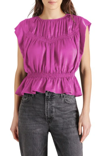Steve Madden Corinne Peplum Top In Radiant Orchid
