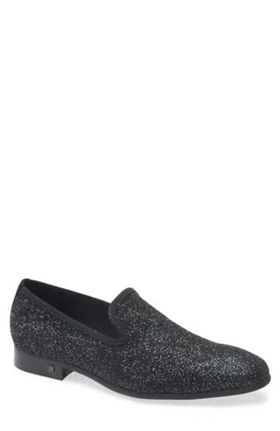 Steve Madden Corrido Glitter Loafer In Black Crystal