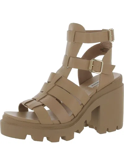 Steve Madden Cosmic Womens Faux Leather Ankle Strap Gladiator Sandals In Multi
