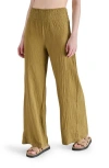 Steve Madden Cotton Gauze Wide Leg Pants In Green