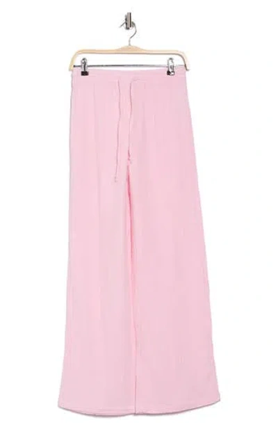 Steve Madden Cotton Gauze Wide Leg Pants In Pink Lemonade