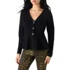 Steve Madden Courtney Rib Peplum Cardigan In Black