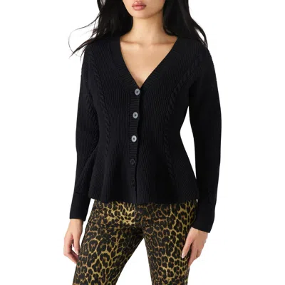 STEVE MADDEN STEVE MADDEN COURTNEY RIB PEPLUM CARDIGAN