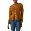 Steve Madden Courtney Rib Peplum Cardigan In Brown