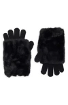 Steve Madden Cozy Faux Fur Sleeve Gloves In Black