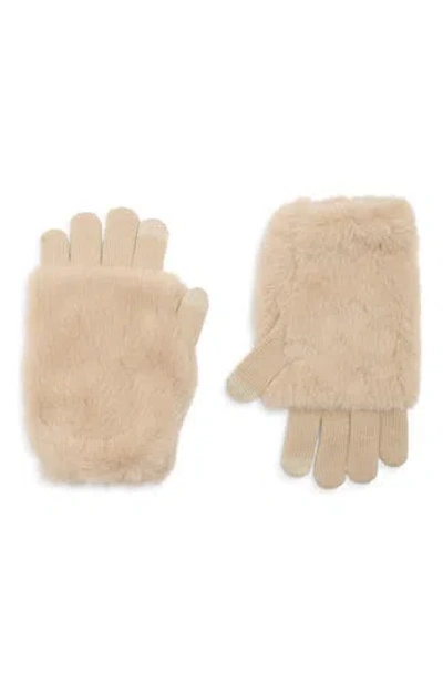 Steve Madden Cozy Faux Fur Sleeve Gloves In Neutral