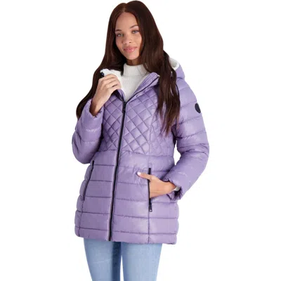 Steve Madden Cozy Lined Glacier Shield Womens Cozy Quilted Glacier Shield Coat In Purple