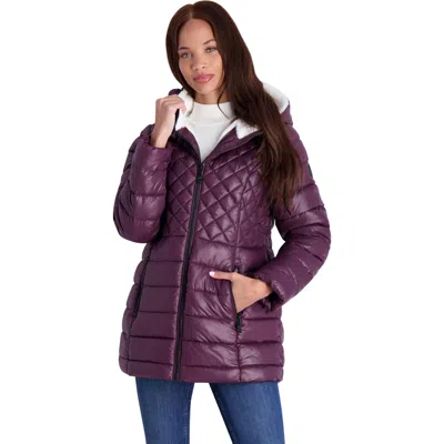 Steve Madden Cozy Lined Glacier Shield Womens Cozy Quilted Glacier Shield Coat In Red