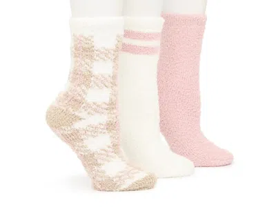 Steve Madden Cozy Lounge Pattern Crew Socks 3pk In Neutral