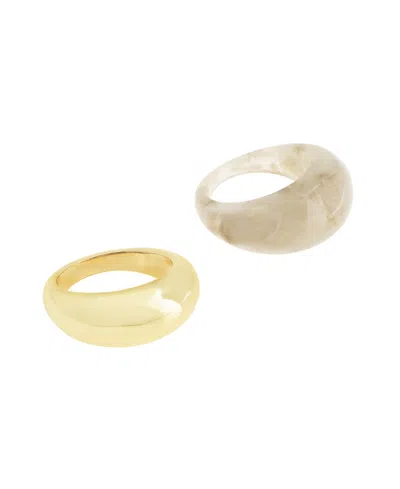 Steve Madden Cream Boho Chunky Resin Duo Ring Set In Gold