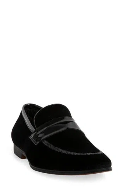 Steve Madden Crescent Velvet Penny Loafer In Black