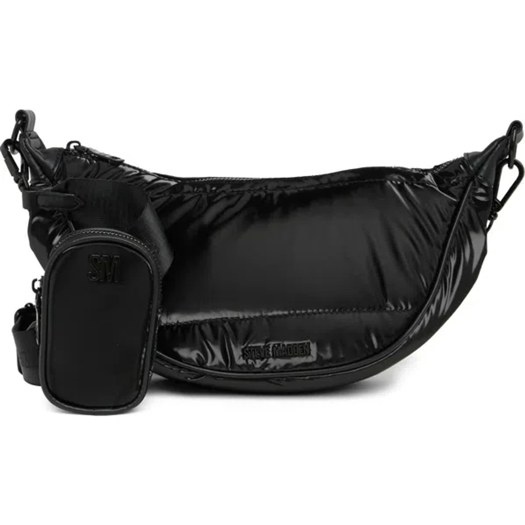 Steve Madden Crest Nylon Sling Crossbody Bag In Black/black  display picture 2