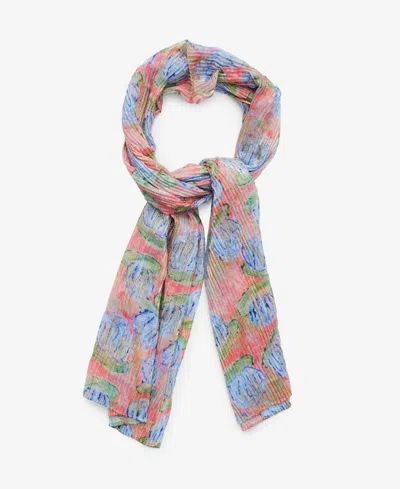 Steve Madden Crinkle Lily Foil Rectangular Scarf In Peach