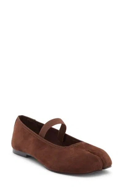 Steve Madden Crisce Leather Mary Jane Flat In Brown Suede