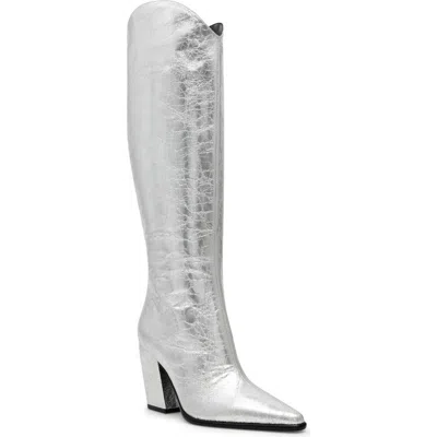 Steve Madden Croft Pointed Toe Boot In Silver