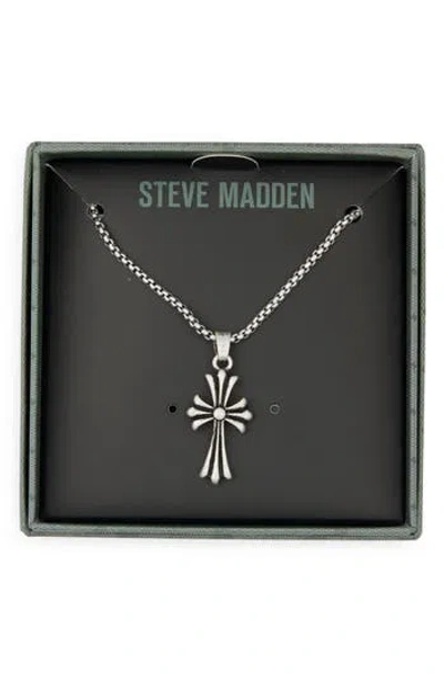 Steve Madden Cross Pendant Necklace In Silver