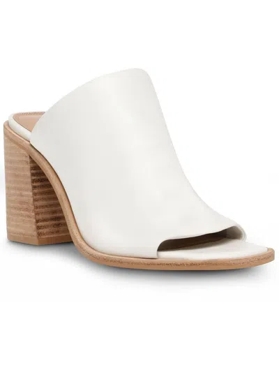 Steve Madden Cru Womens Leather Block Heel Heels In White