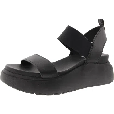Steve Madden Cruise Womens Stretch Faux Leather Platform Sandals In Black