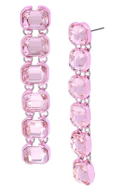Steve Madden Crystal Linear Drop Earrings In Pink