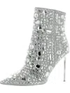 Steve Madden Crystalle Womens Glass Pointed Toe Mid-calf Boots In Silver