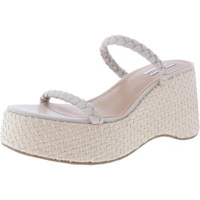 Steve Madden Daija Womens Woven Faux Leather Platform Sandals In Beige