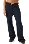 Steve Madden Daisy Side Stripe Wide Leg Pants In Blue