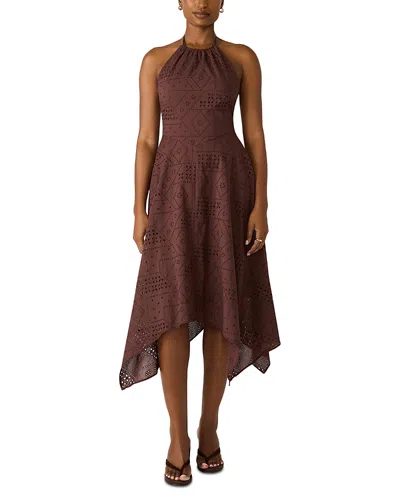 Steve Madden Dalina Eyelet Embroidery Halter Dress In Brown