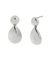 Steve Madden Dangling Sculpted Puffy Teardrop Earrings In Rhodium