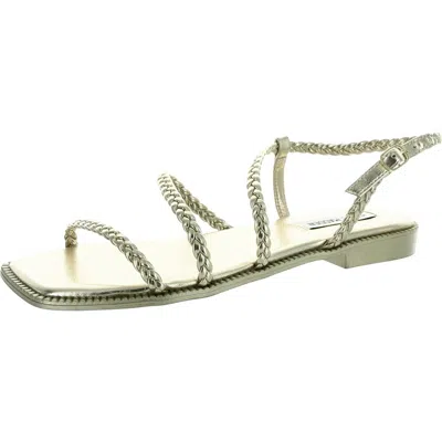 Steve Madden Darleena Womens Braided Faux Leather Strappy Sandals In Gold
