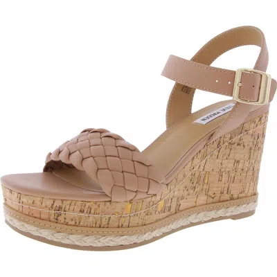 Steve Madden Darling Womens Woven Faux Leather Wedge Sandals In Brown