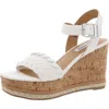 Steve Madden Darling Womens Woven Faux Leather Wedge Sandals In White